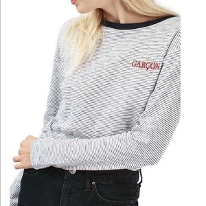 Topshop ‘Garcon’ Striped Long Sleeve Top Size 4